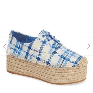 Tory Burch Florence Blue Check Platform Espadrille